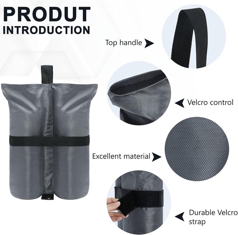 COOSHADE Canopy Tent Sand Bags Gazebo Weights Bags,4 Pack,Grey,190LBS - Image 2